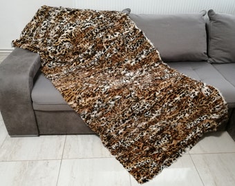Rabbit fur animal print throw / carpet