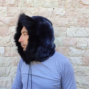Blue rex rabbit hood