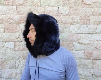 Blue rex rabbit hood
