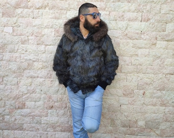 M / Nutria fur for men with hood