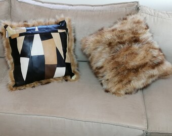 Real fur pillow cases raccoon
