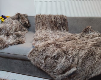 Raccoon fur throw or carpet