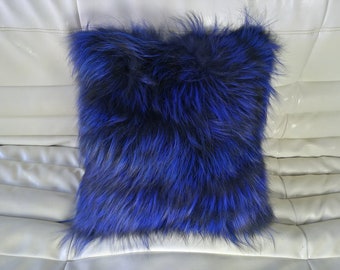 Fox pillow cover blue black