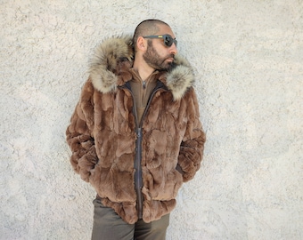 S / M / L / Hooded rex rabbit for men