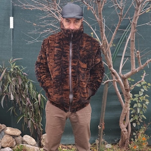 M / Brown mink fur men coat