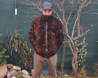M / Brown mink fur men coat