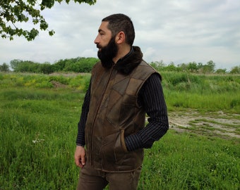 Unisex brown sheepskin vest