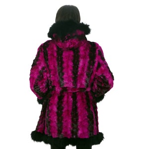 L / Purple hooded mink coat with belt