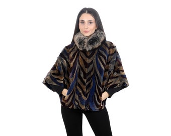 Mink coat with short sleeves