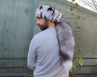 Unisex rex rabbit headbands chinchilla look