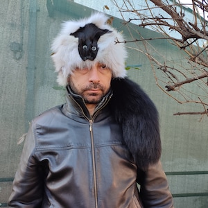Fox fur hat with head and tail