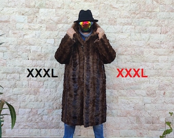 XXXL / Brown mink fur men coat XXXL