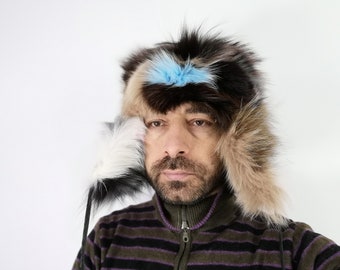 Rainbow trapper hat fox