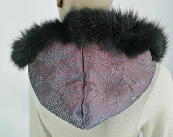 Double face hood rabbit fur with fabric