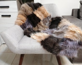 Real fur carpet raccoon