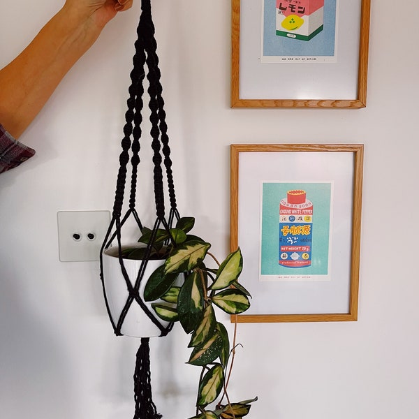 Charcoal Speckle Macrame - Plant Hanger - Handmade and Eco Friendly Gift