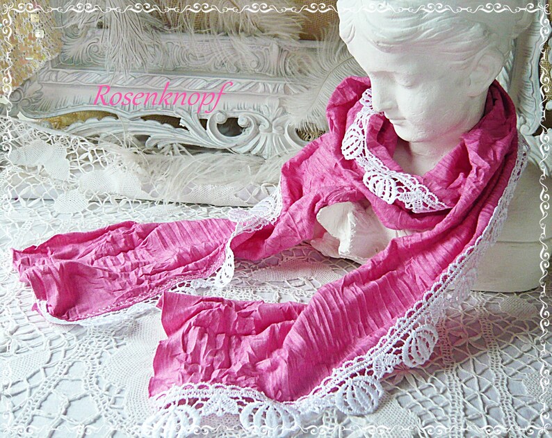 Damen Tuch Schal Hochzeit Pink Rosa Weiß Halstuch Braut FrauenGeschenk Geburtstag Ostern Weihnachten Bild 7