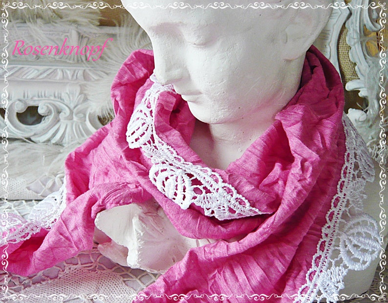 Damen Tuch Schal Hochzeit Pink Rosa Weiß Halstuch Braut FrauenGeschenk Geburtstag Ostern Weihnachten Bild 2
