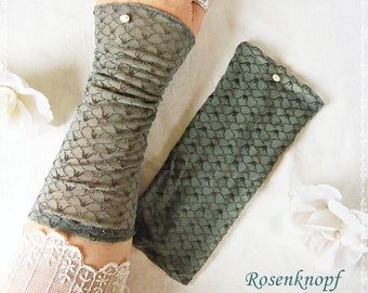 Women's arm warmers wrist warmers tulle jade gray gift birthday Christmas