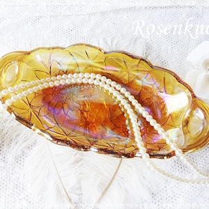 Antik Glasschale Shabby 1930 Geschenk Tischschmuck Goldgelb Präsentierschale Geburtstag Ostern Weihnachten