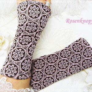 Ladies Arm Warmers Wrist Warmers Gift Stretch Cuffs Old Pink Brown Birthday Easter Christmas