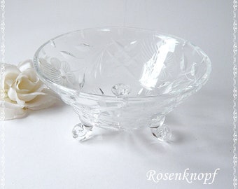 Antik Glasschale Kristall Glas Glasdose Servierschale Geschenk Vintage Shabby ~1940