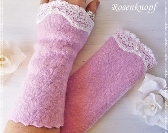 Women's arm warmers wrist warmers walk wedding pink white cuffs gift birthday Easter Christmas