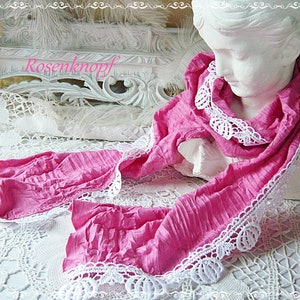 Damen Tuch Schal Hochzeit Pink Rosa Weiß Halstuch Braut FrauenGeschenk Geburtstag Ostern Weihnachten Bild 4