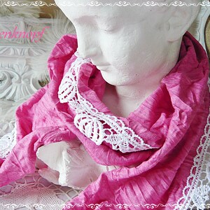 Damen Tuch Schal Hochzeit Pink Rosa Weiß Halstuch Braut FrauenGeschenk Geburtstag Ostern Weihnachten Bild 5