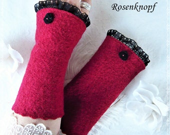 Women's arm warmers wrist warmers walk red black cuffs gift birthday Christmas Easter