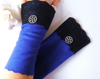 Women's arm warmers wrist warmers Merinowalk cuffs royal blue green gift birthday Easter Christmas