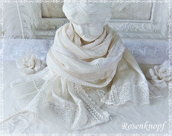 Damen Schal Stola Tuch Hochzeit Weiß Ivory Damenschal Geschenk Geburtstag Ostern Weihnachten