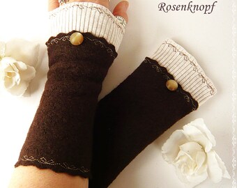 Women's wrist warmers arm warmers walk cuffs brown beige gift birthday Easter Christmas