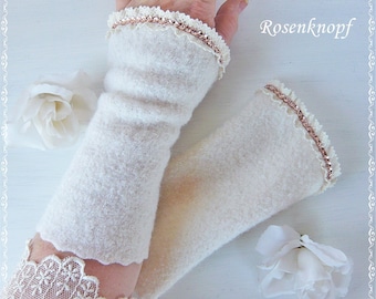 Women's arm warmers, wrist warmers, walk cuffs, white, ivory, wedding, gift, birthday, Easter, Christmas