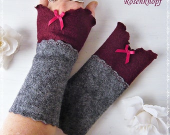 Arm warmers wrist warmers walk cuffs gray bordeaux ladies registry office wedding gift birthday Easter Christmas