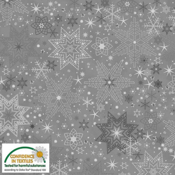 Star Sprinkles by Stof - Grey Silver - Snowflakes #900