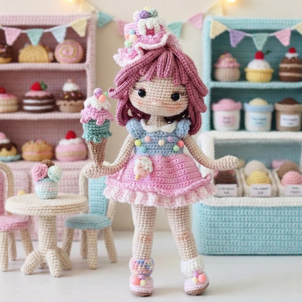 Handmade Crochet Doll, Milk Cotton Yarn, Birthday Gift
