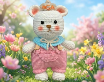Crochet Teddy Bear – Handmade Amigurumi Plush Toy, Nursery Decor