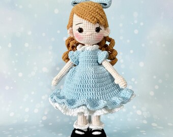 Crochet Doll Handmade Amigurumi Girl Plush Toy Cute Knitted Doll Vintage Style Gift For Kids Baby Shower Nursery Decor, Birthday Gift