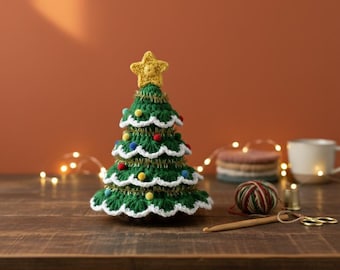 Crochet Christmas Tree with Star Topper, Mini Christmas Tree, Crochet Pattern PDF, Handmade Holiday Decor, Mini Crochet, Family Gift