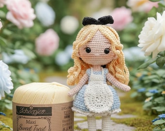 Crochet Storybook Girl Doll Handmade Amigurumi Plush Toy Classic Fairytale Style Cute Gift For Kids Room Decor