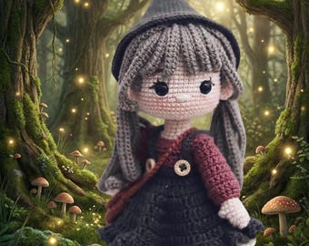 Crochet Witch Doll: Handmade Halloween Plush, Kawaii Amigurumi