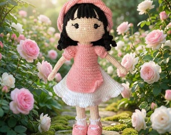 Amigurumi Girl Doll, Crochet Girl Doll With PinkDress, Doll, Handmade Gift For Daughter, Handmade Toys, Birthday Gift For Kids