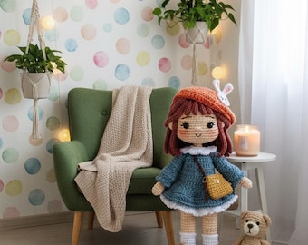 Handmade Crochet Cottagecore Doll, Milk Cotton Amigurumi Plush Toy