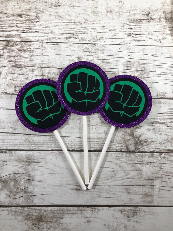 Incredible Hulk Cupcake Toppers Hulk Cupcake Toppers Hulk Etsy