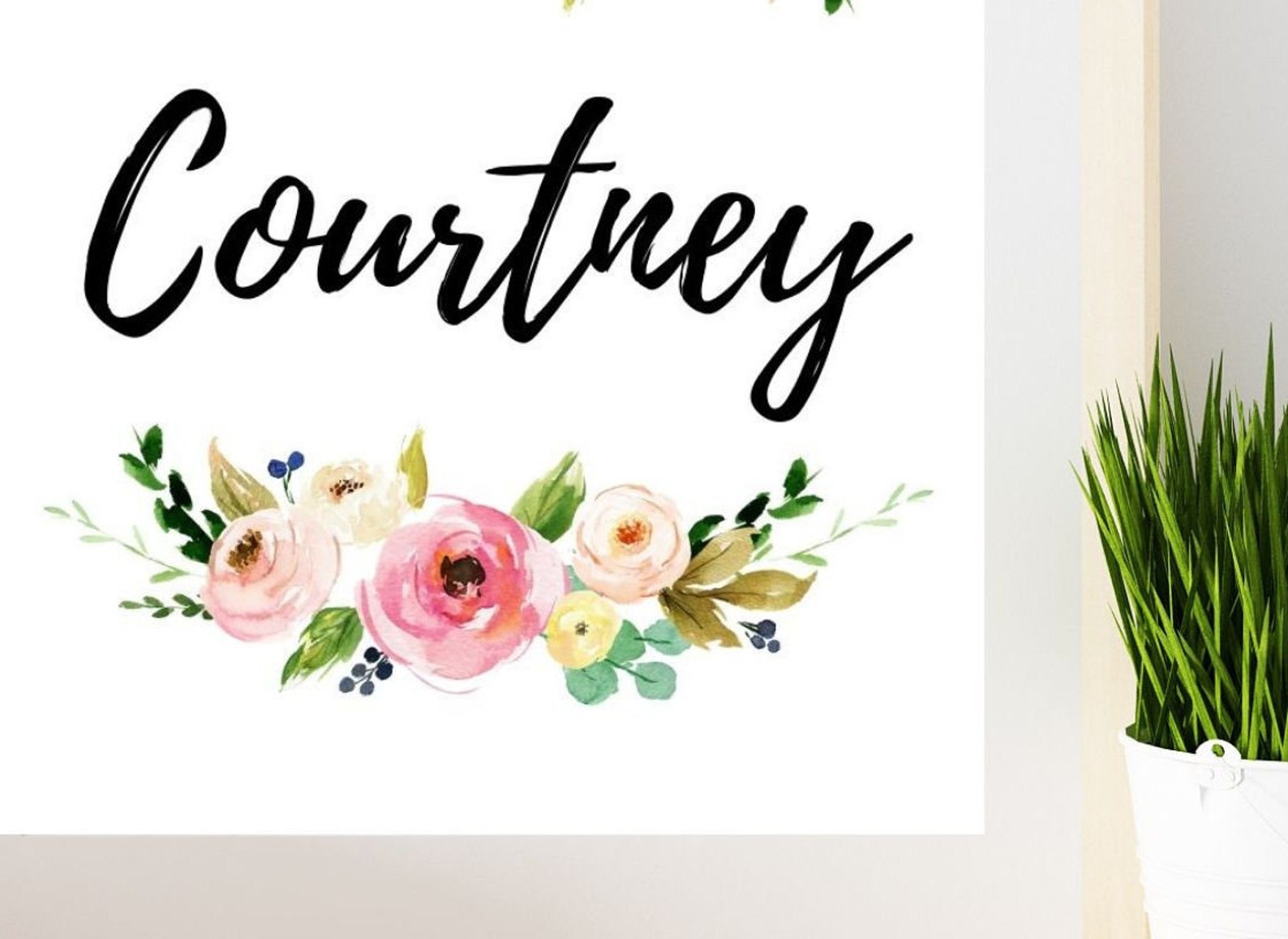 Courtney Name Sign Courtney Name Print Baby Girl Floral Etsy