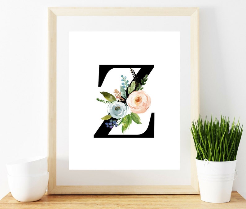 Letter Z Print Printable Monogram Letter Z Wall Decor Etsy