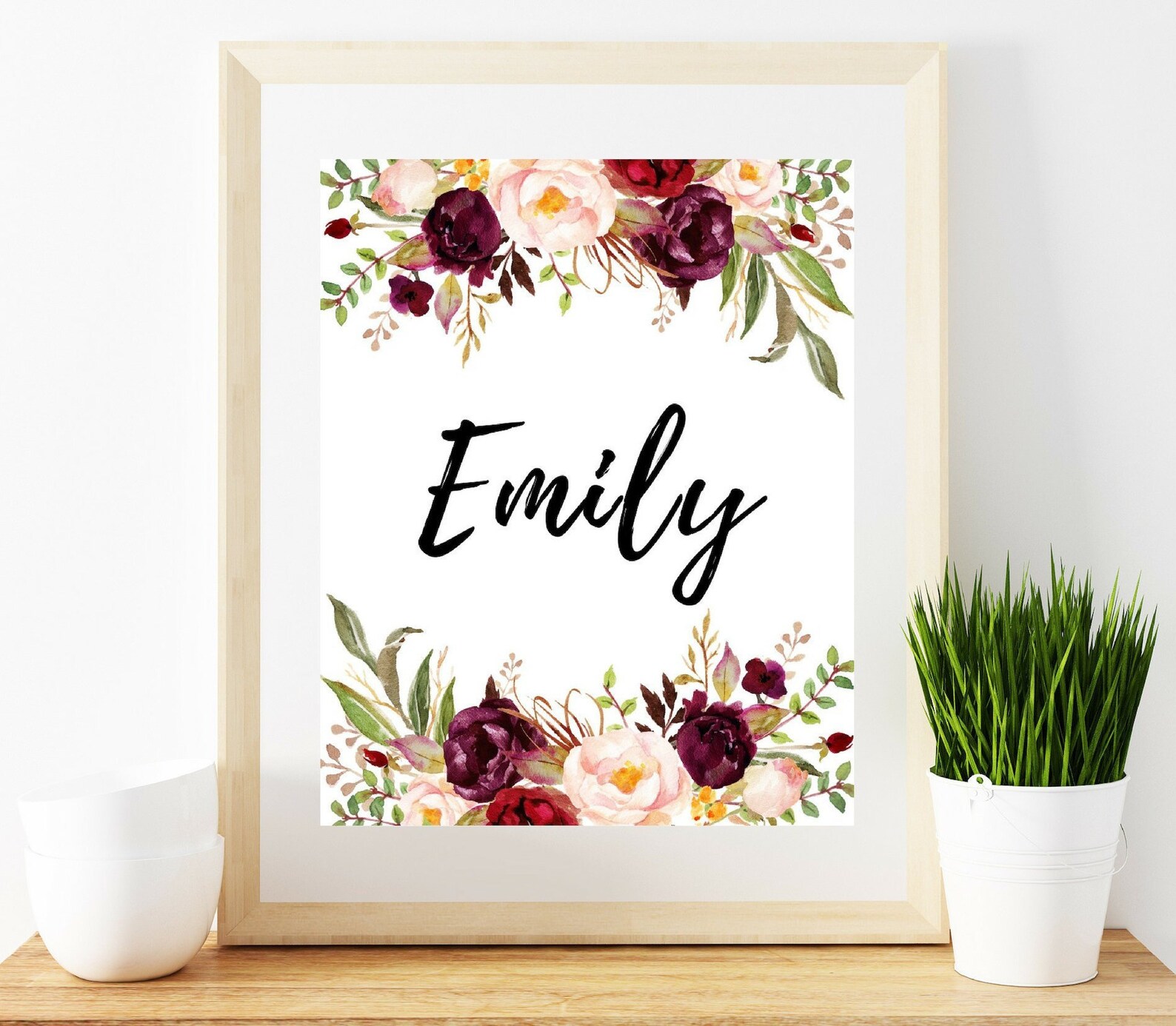 Emily Name Printable Emily Name Print Nursery Name Floral | Etsy
