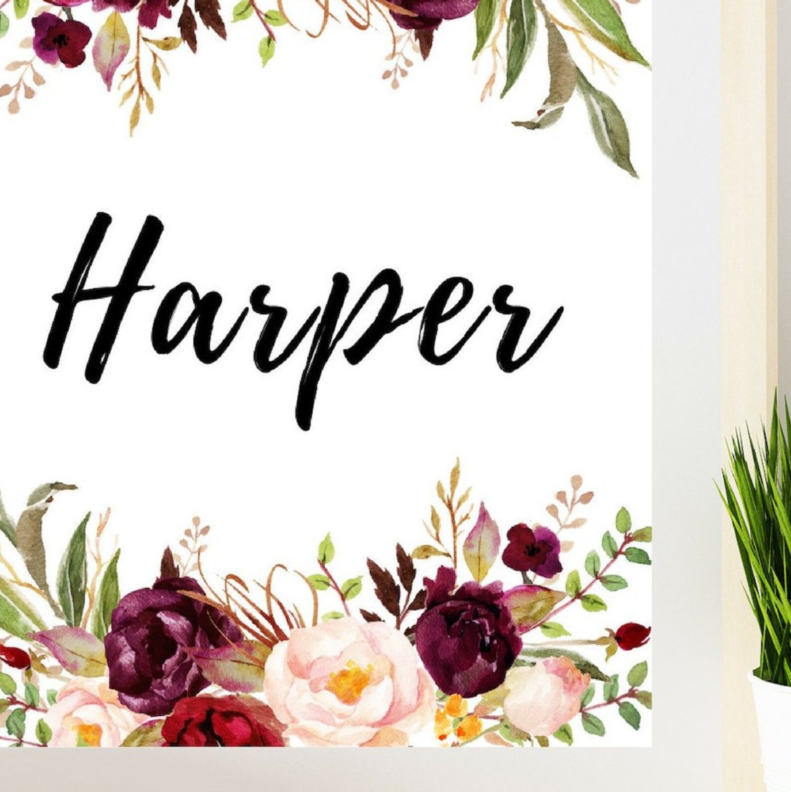 Harper Name Print For Nursery Harper Name Printable Nursery Etsy