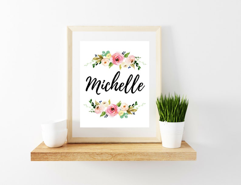 Michelle Name Sign Michelle Name Print Baby Girl Floral Etsy